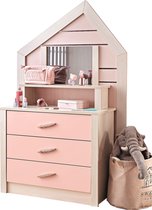 Cento Pink commode ladekast roze huisje met spiegel meisjeskamer