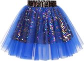 Everygoods Rokken Rockabilly Tutu Glitter Tulle Minirok Voor Carnaval Kostuum Feest Party - Maat/Grootte: M - Kleur: Koningsblauw