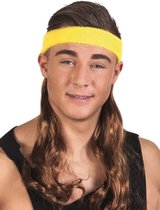 Everygoods 80'S Premium Vokuhila Assi-Pruik Met Badknop - Kleur: Zwart - Voor Carnaval Parties