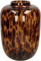 Lucy’s Living Luxe Vaas LEOPARD Bruin – 24x24x34 cm – hotel chique - binnen ––– accessoires – tuin – decoratie – bloemen – mat – glans – industrieel - droogbloemen