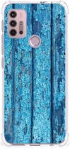 Shockproof Case Motorola Moto G30 | G20 | G10 Telefoonhoesje  met doorzichtige rand Wood Blue