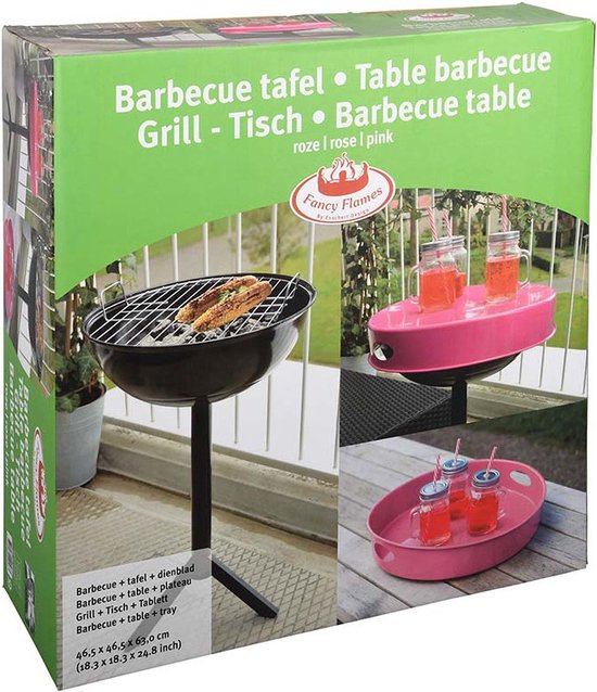 Table barbecue avec plateau amovible (plateau rose)