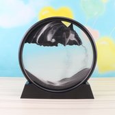 Bewegende Zandkunst - Zandloper - 3D Decoratie in Glas - Rust & Ontspannen - Thuis of kantoor - Desktop en bureau - Sand Art - 18 cm - Zwart