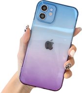 Apple Iphone 12 Mini siliconen hoesje blauw/paars *LET OP JUISTE MODEL*