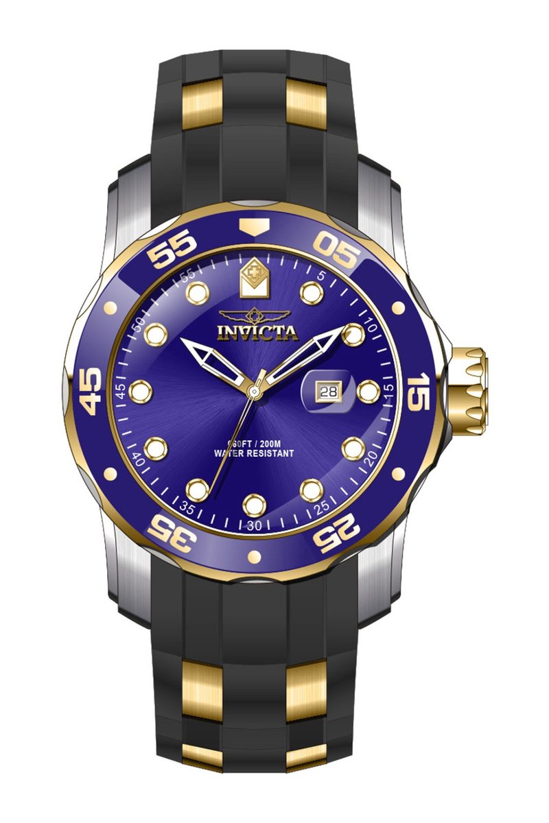 Invicta Pro Diver 39101 Heren Horloge - Waterdicht - Analoog - Quartz Uurwerk - Roestvrij Staal met blauwe Wijzerplaat -48mm