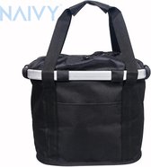 Naivy® Afneembare fietsmand (Zwart) || Stuur || Fietsen || Houder || Handtas || Bagage Tas 3.0Kg Belasting