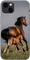 Geschikt voor iPhone 13 mini hoesje - Dieren - Paarden - Veulen - Siliconen Telefoonhoesje