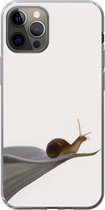 Geschikt voor iPhone 12 Pro hoesje - Slak - Lelie - Grijs - Siliconen Telefoonhoesje