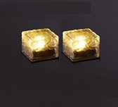 Ice Buitenlamp 2 Stuks - S - Sfeerverlichting Binnen & Buiten - Zonne Energie - Solar Tuinlamp - Lampje - Sfeerlamp - Kristalglas