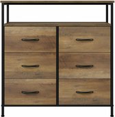 Doma® dressoir | Lade kast  Industriële kast | Opbergkast | Kastje met lades | Voor in de slaapkamer, studeerkamer, woonkamer of logeerkamer | Houtlook | 6 lades