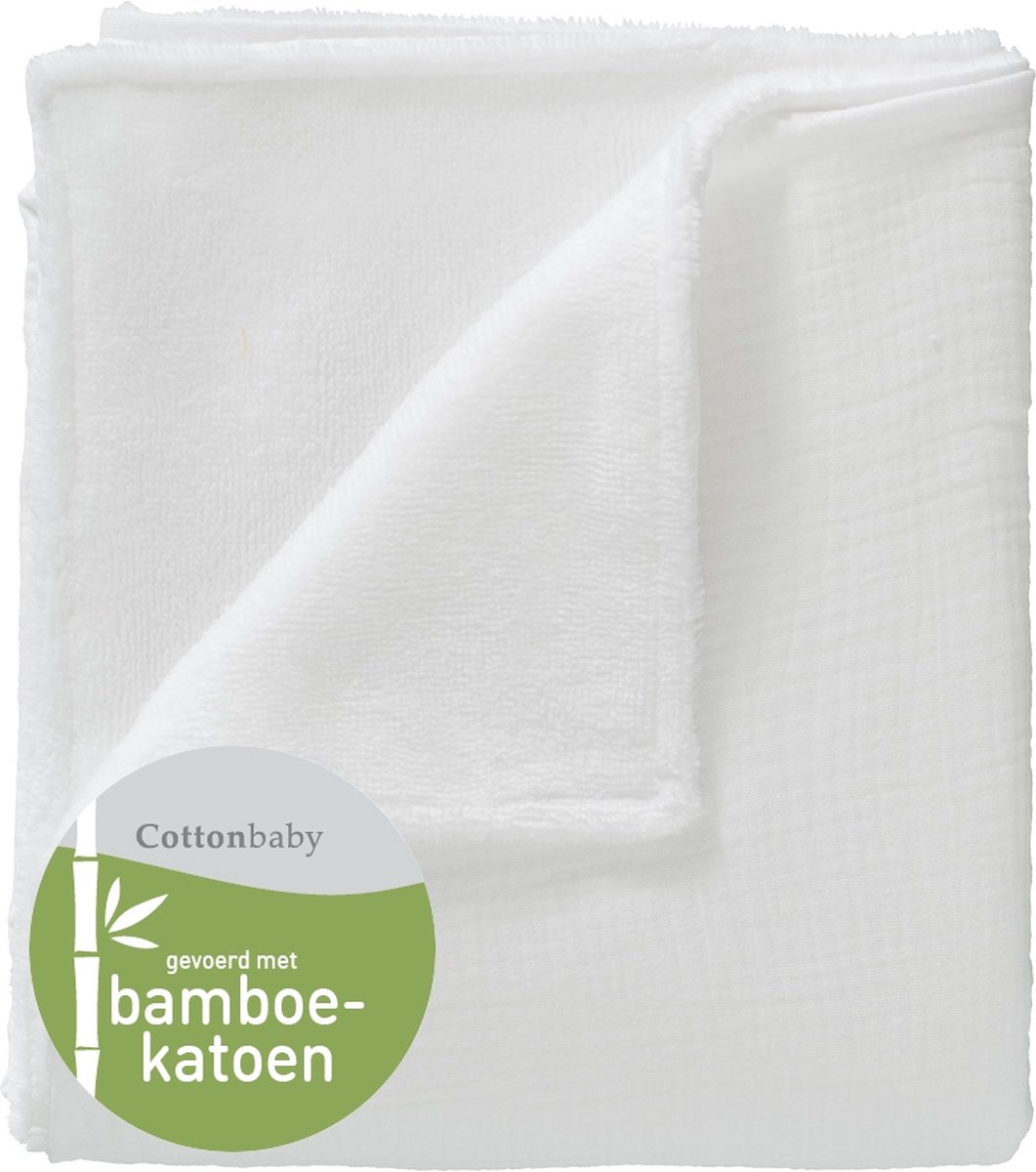Cottonbaby - wiegdeken - dekentje - Cottonsoft/bamboe - wit - gevoerd Cottonbaby - wiegdeken - dekentje - Cottonsoft/bamboe - wit - gevoerd