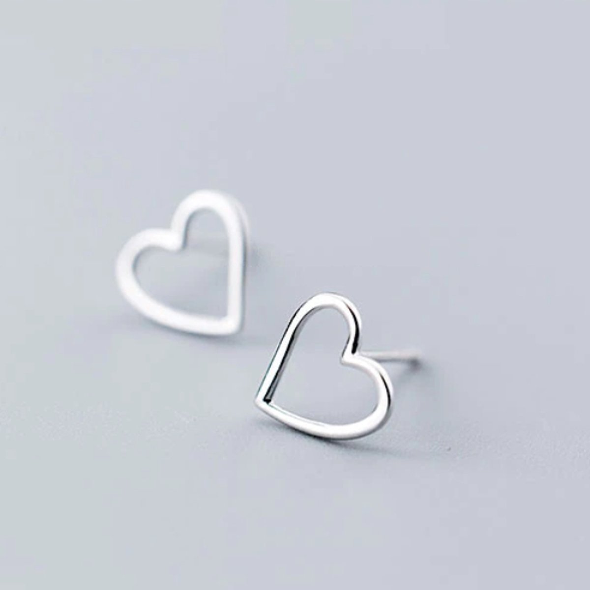 Geshe-Oorbellen knopjes zilveren holle hartjes oorbellen-zilver 925-liefdes cadeau-d19mm