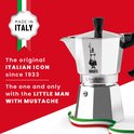 De originele Italiaanse icoon sinds 1933. Bialetti Moka Express espressopot met de "man met snor".