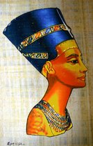 Egyptische papyrus met afbeelding van Nefertiti