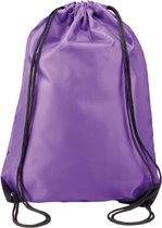 Sport gymtas/draagtas in kleur paars met handig rijgkoord 34 x 44 cm van polyester en verstevigde hoeken