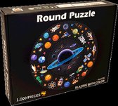 Space puzzel - Puzzel 1000 stukjes - Ronde puzzel - Heelal puzzel - Geometrisch - Legpuzzel - Voor volwassenen & kinderen - Ruimte - Galaxy