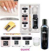 GUAPÀ® Acryl Starterspakket Pink Clear White | Acryl Poeder | Acrylic Liquid | Acryl Penselen | Dappendish | Acryl nagels | Professionele Kwaliteit | Nepnagels