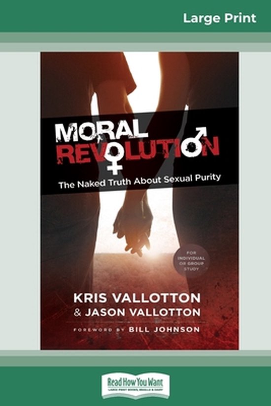 Boekomslag van "Moral Revolution" met twee silhouetten van mensen die handen vasthouden. "Large Print" staat bovenaan.