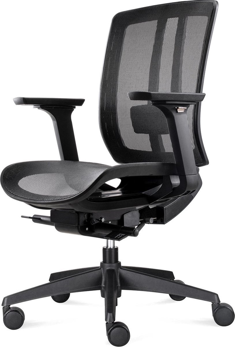 BenS 816D-Synchro-4 Lux topmodel bureaustoel met "zwevende" zitting, Voldoet aan EN1335 & ARBO normen Zwart