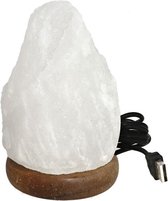 Himalaya zout ledlamp wit USB multikleuren 11,5 cm - Zoutsteen lamp - Natuurlijke zoutlamp