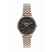 Lee Cooper LC06892.560 - Horloge - Analoog - Dames - Vrouwen - stalen band - Zilverkleurig - Rosékleurig - Zwart