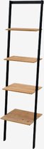 ladderrek - decoratieve leunende kast-- rek 4 planken - wandrek - houten rek - zwart / hout bruin 168 x 42 x 36,5 cm