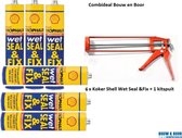 Combideal - illbruck Shell Wet Seal & Fix - 310 ML - 6 x koker  zwart  + 1 x kitspuit metaal oranje