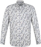 State of Art - Overhemd Stippen Grijs Blauw - XXL - Heren - Regular-fit
