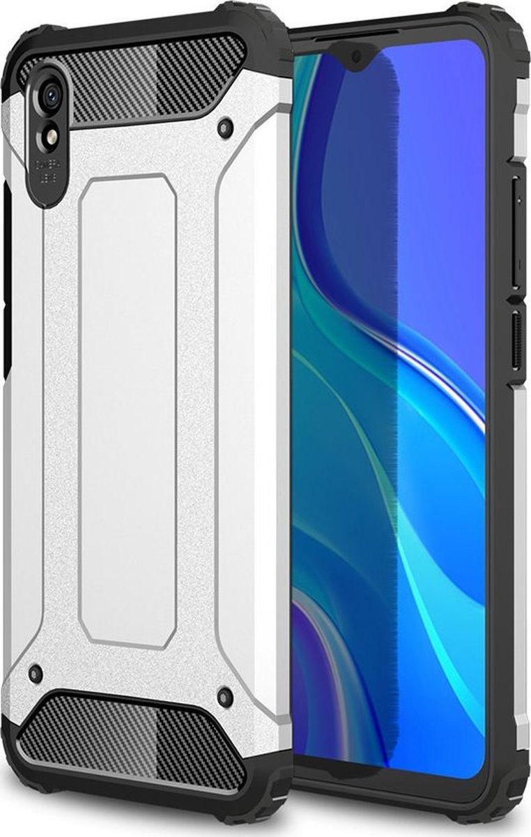 Mobigear Hoesje geschikt voor Xiaomi Redmi 9A Telefoonhoesje Hardcase | Mobigear Outdoor Backcover Shockproof | Schokbestendig Redmi 9A Telefoonhoesje | Anti Shock Proof - Zilver