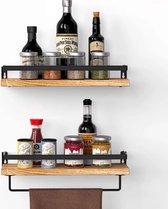 Wandplanken industrieel (set van 2) - Multifunctioneel  - Met handdoekhouder en bevestigingsmateriaal