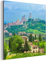 Décoration murale Métal - Peinture Aluminium - Les Collines Italiennes de San Gimignano en Toscane - 20x20 cm