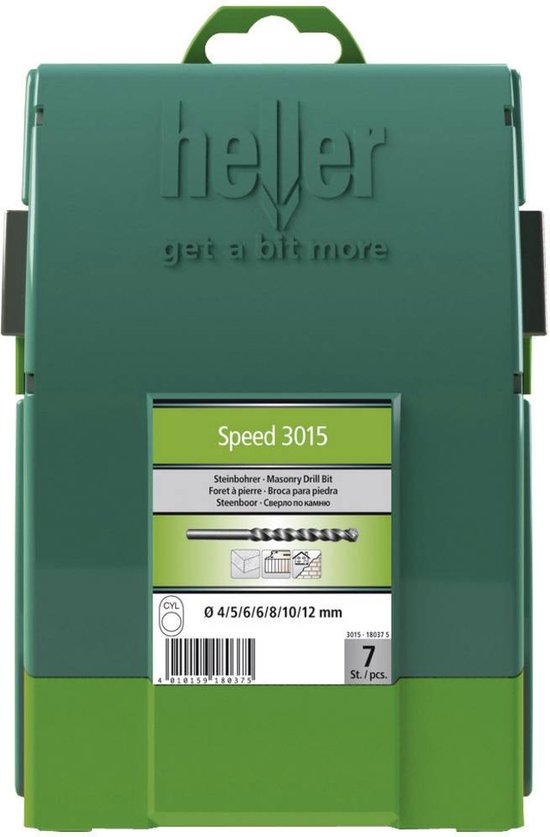 Heller Tools 3015 18037 5 carbure de tungstène Jeu de forets spiralés pour pierre 7 pièces 4 mm, 5 mm, 6 mm, 8 mm, 10 m