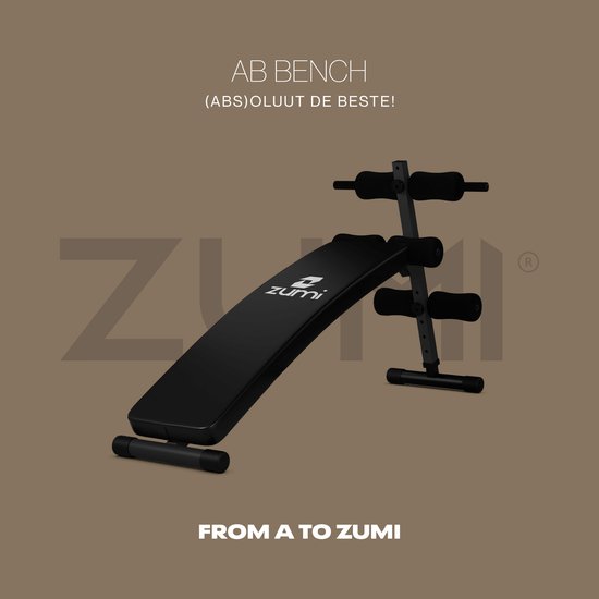 Zumi - Sit up Bank - Buikspierbank - buiktrainer - trainingsbank - AB bench - Fitnessapparaat voor buikspieroefeningen - Zwart