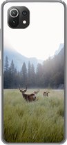 Geschikt voor Xiaomi 11T hoesje - Bos - Herten - Mist - Siliconen Telefoonhoesje