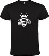 Zwart  T shirt met  print van "Super Oma " print Wit size S