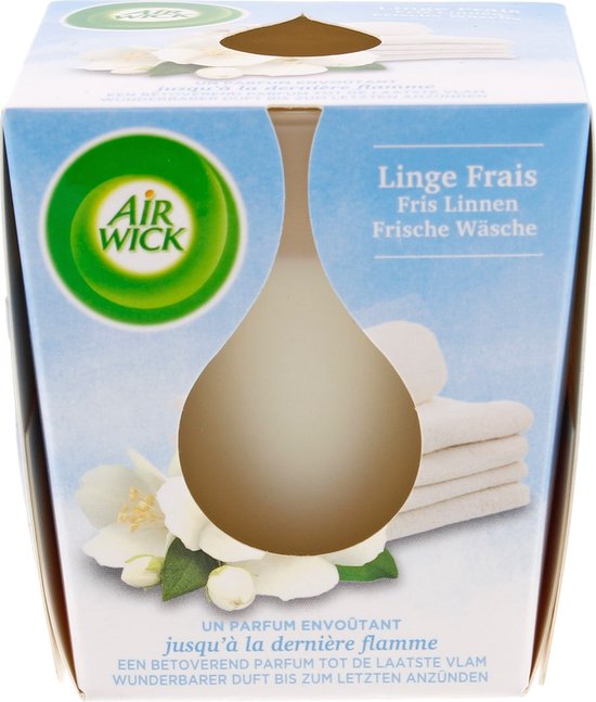 Air Wick | 4x Air Wick geurkaars Fris Linnen à 105 gram | 4x geurkaars in glas