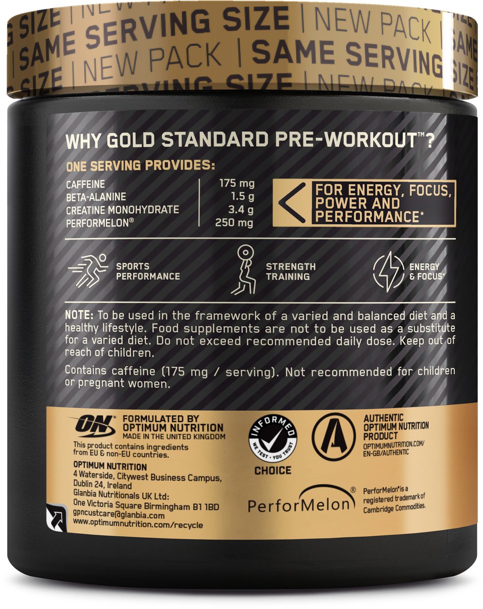 Optimum Nutrition Gold Standard Pre Workout Green Apple PreWorkout