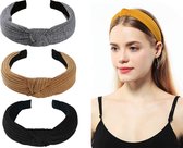 LIXIN 3 Stuks Dames Haarbanden - Haarband met knoop - Kleur 6 - Haarband volwassenen - Vrouwen - Dames - Tieners - Meiden - Dans - Yoga - Hardlopen - Sport - Haaraccessoires