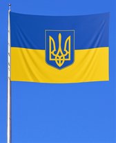 Vlag Oekraïne 150x100 | Tryzub | Symbool - wapen Oekraine | Ukraine