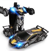 MEWAU 1:12 RC Transforming Car/Robot - Voiture télécommandée 2 en 1 - Détection de geste - Voiture Jouets - Grijs