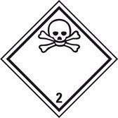 ADR klasse 2.3 sticker giftig gas, zeewaterbestendig 50 x 50 mm