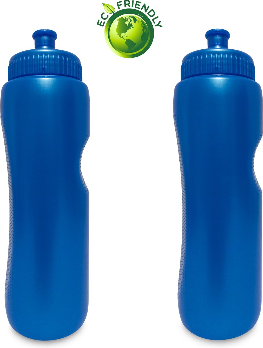 Bidon hardlopen 2 x 1 Liter - Drinkbus kinderen/volwassenen - Drinkfles Blauw