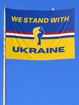 Vlag Oekraine 150x100 | "We stand with Ukraine" | Oekraïne - Nederland Vlag |