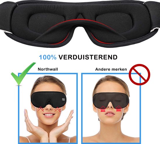 Northwall Slaapmasker Luxe - 100% Verduisterend - 3D Traagschuim - met Opbergzakje - Northwall