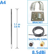 Helium 8.5 dbi Antenne Bundel met 5 Meter LMR400 kabel - Lora / Helium antenne - HNT - Outdoor - 868 MHZ - Fiberglass antenne - 110 cm - Helium antenne - HNT mining