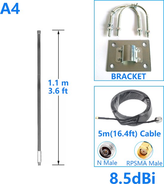 Antenne LoRa Helium HNT 868 MHz 2.5 DBi SMA Mâle - Fixe Droite Pour Gateway Intérieur Extérieur