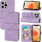 Apple iPhone 13 Pro Telefoonhoesje | PU Leren Bookcase | Pasjeshouder | Tas | Paars