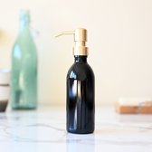 Pompe à savon autoportante Growth Herb® | Distributeur de savon en verre | Autoportant | 250 ml de verre violet | Tête de pompe en acier inoxydable | Or