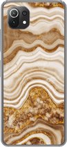 Telefoonhoesje Geschikt voor Xiaomi Mi 11 Lite hoesje - Marmer print - Goud - Kiezelstenen - Siliconen Telefoonhoesje