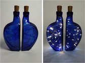2 liefdes lamp blauw - Flessenlamp - Kurk met lichtjes - 20 LED lampjes